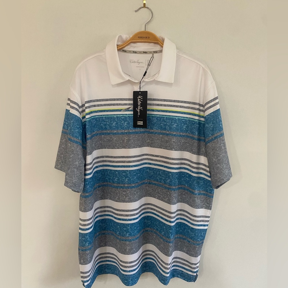 NWT Walter Hagen Blue and White Polo